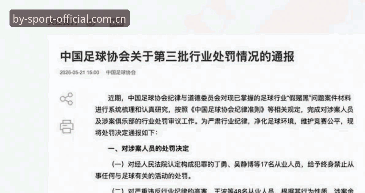 BY体育无法打开 中国足协第三批禁足名单全面解析:17人终身禁赛背后的行业反思